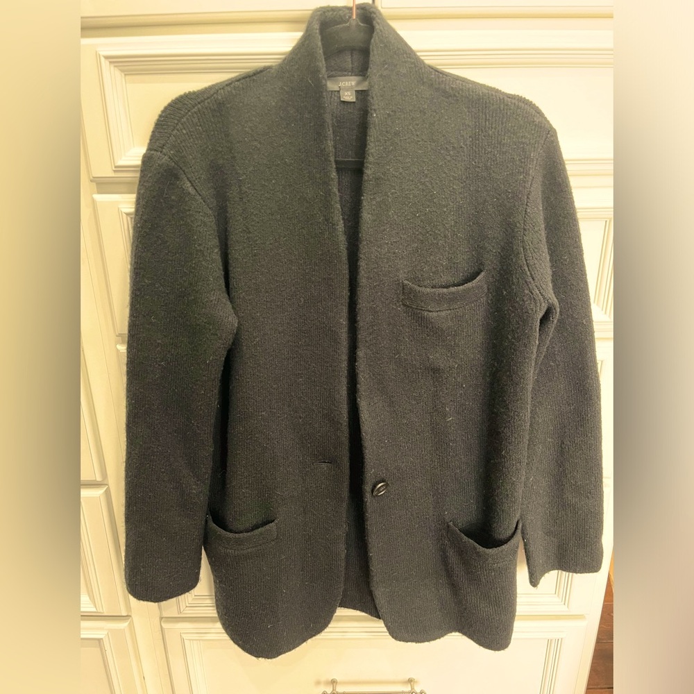 J Crew Cocoon Cardigan Blazer Sweater jacket Black XS GUC